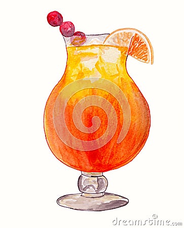 Watercolor drawing of cold drinks Stock Photo