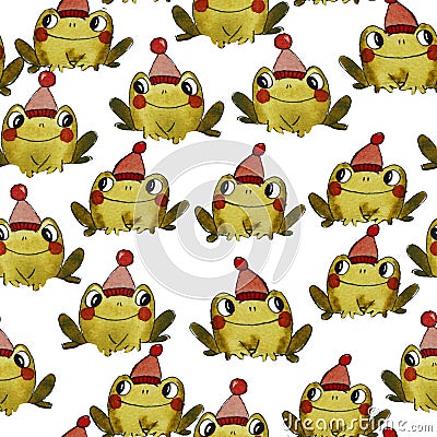 Pattern with green frogs Stock Photo