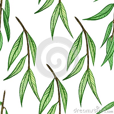 Watercolor pattern with leaves Stock Photo