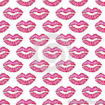 Watercolor kiss pattern Vector Illustration