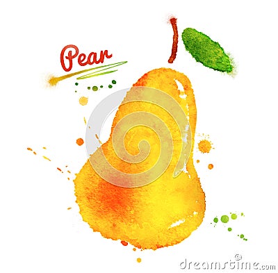 Watercolor pear. Stock Photo