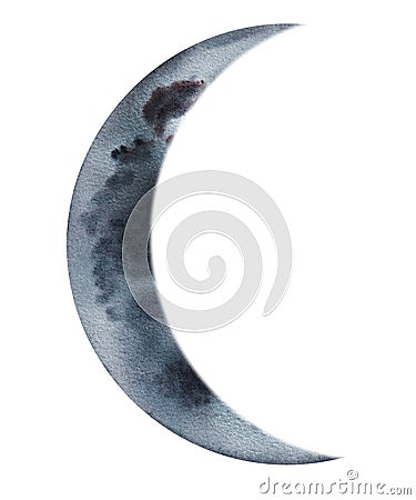 Watercolor phases of the moon hand-drawn on a white background Stock Photo
