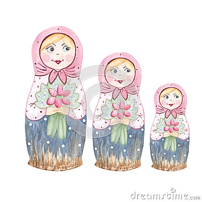 Watercolor picture of wooden folding toy Cartoon Illustration