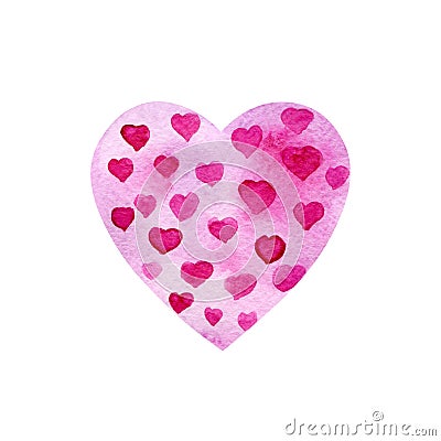 Watercolor pink heart-shaped pattern Stock Photo