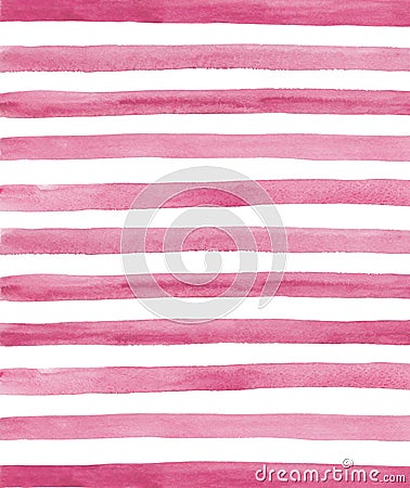 Watercolor pink and white stripes background Stock Photo