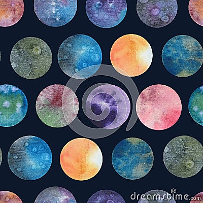 Watercolor planets and stars for drawing postcards, textile, invitations, packaging and other things. Stock Photo