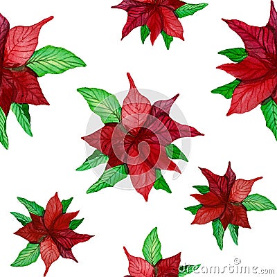 Watercolor poinsettia vintage Christmas ornament Stock Photo