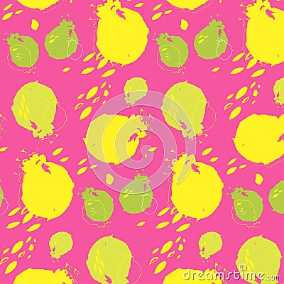 Watercolor pomegranate pattern. Hand drawn texture on a pink background Stock Photo