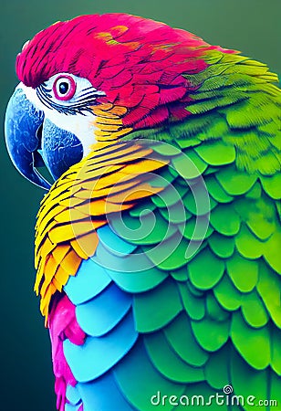 Watercolor portrait of cute amazon parrot bird. Cartoon Illustration