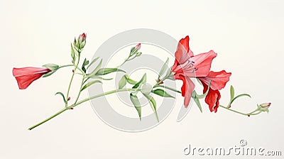 Watercolor Portrayal of Lapeirousia Oreogena Flower on White Canvas AI Generated Cartoon Illustration