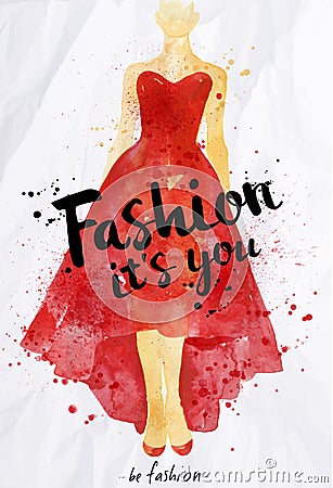 Watercolor poster lettering fashion its you Vector Illustration