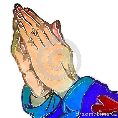 Watercolor Praying Hands Sacred Devotion Stock Photo