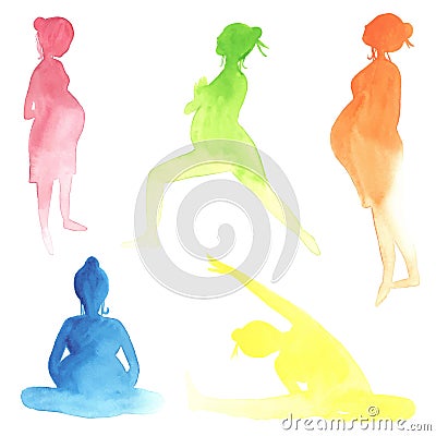 Watercolor pregnant women Vector Illustration