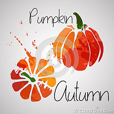 Watercolor pumpkin with color splash Cartoon Illustration