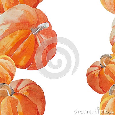 Watercolor pumpkin pattern Cartoon Illustration