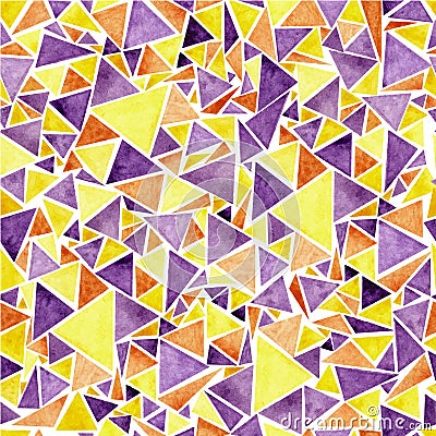 Watercolor purple and yellow triangle pattern Stock Photo