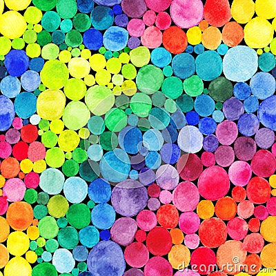 Watercolor Rainbow circles seamless pattern. Vitamin concept Stock Photo