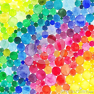 Watercolor Rainbow circles seamless pattern. Vitamin concept Stock Photo