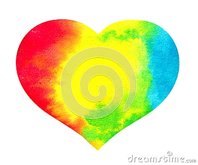 Watercolor rainbow heart - lgbt, lesbian, gay love symbol. Stock Photo