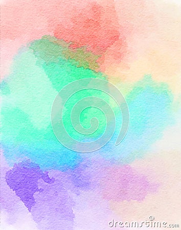 Watercolor rainbow painted background image with brush strokes Stock Photo