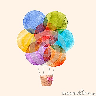 Watercolor rainbow vector air baloons Vector Illustration