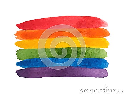 Watercolor rainbow. Watercolor LGBT flag. Tolerance day card. Pride template. Vector illustration Vector Illustration