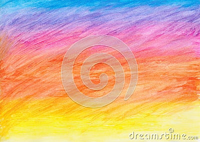 Watercolor rainbow wheat landscape Stock Photo