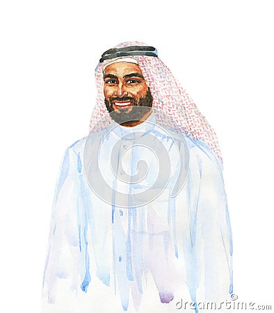 Watercolor realistic male portrait Cartoon Illustration