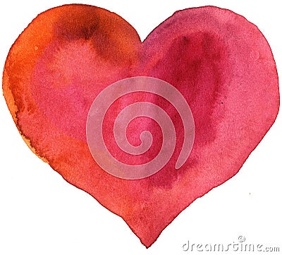 Watercolor red heart Vector Illustration