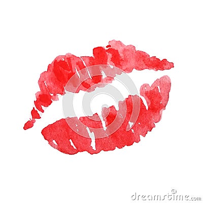 Watercolor red lips Stock Photo