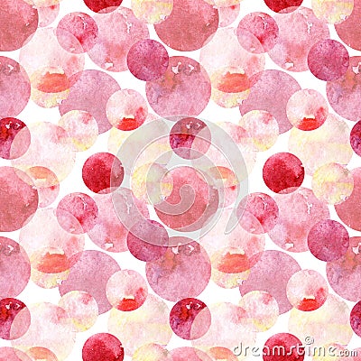 Watercolor red scarlet orange circle ball seamless pattern Stock Photo