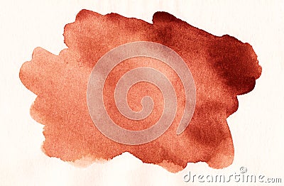 Watercolor red spot on white background texture. Rusty color stains on paper Stock Photo