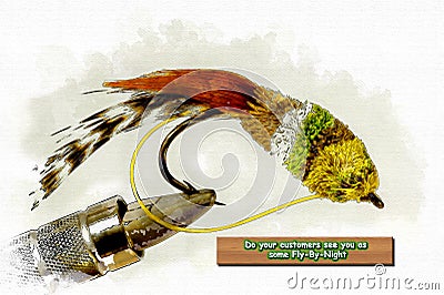 Ad Graphic - Watercolor Fishing Fly Stock Photo