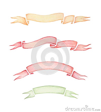 Watercolor Ribbon Banners Ð¡lipart, Hand Drawn Watercolor Banner Stock Photo