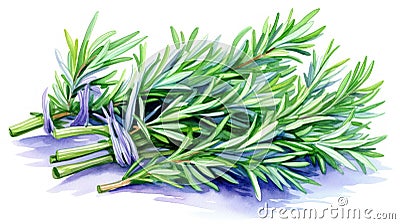 Watercolor Rosemary and Thyme Herb Illustration AI Generated Cartoon Illustration