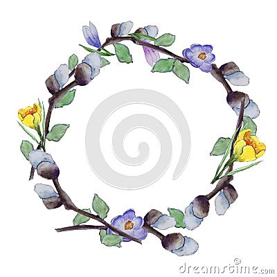 Watercolor spring wreath Stock Photo