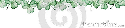 Watercolor Saint Patrick`s Day banner. Clover ornament. For design, print or background Stock Photo