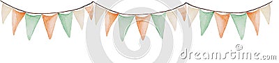 Watercolor Saint Patrick`s Day banner. Flags ornament. For design, print or background Stock Photo