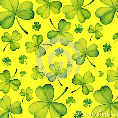 Watercolor Saint Patrick`s Day frame. Clover ornament. For design, print or background Stock Photo