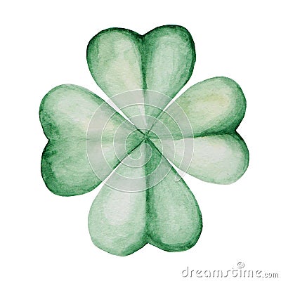 Watercolor Saint Patrick`s Day illustration. Clover ornament. For design, print or background Cartoon Illustration