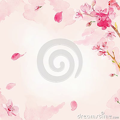 Watercolor sakura flower background Stock Photo