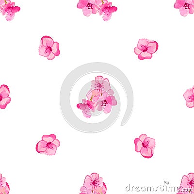 Watercolor sakura flowers seamless pattern Vector Illustration