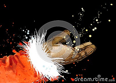 Watercolor Santa Claus. Santa Claus hand. Stock Photo