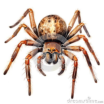 Watercolor scary spider on white background Stock Photo