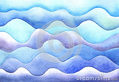 Watercolor sea waves Cartoon Illustration