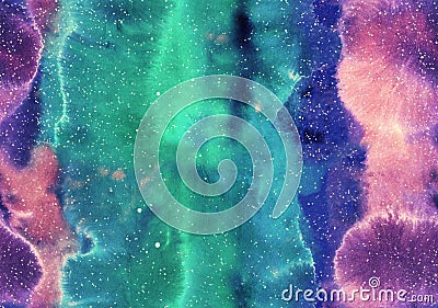 Watercolor seamless background with abstract galaxy Stock Photo