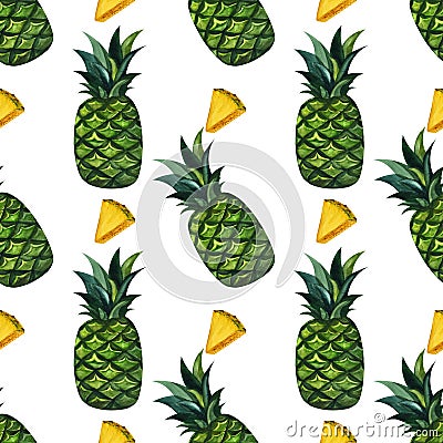 Watercolor seamless floral pattern with pineapples hand drawing decorative background. Ethnic seamless pattern ornament. Print for Stock Photo