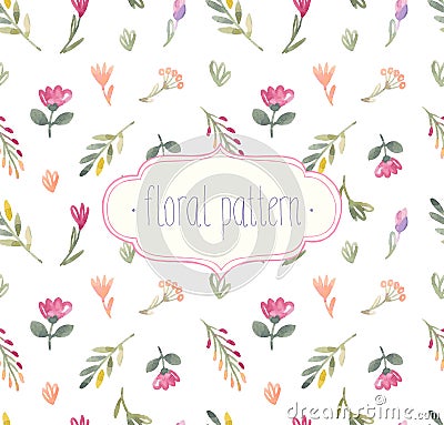 Watercolor seamless floral pattern. Vector Illustration