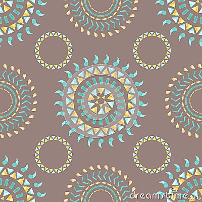 Watercolor seamless pattern. Ethnic geometric ornament Cartoon Illustration