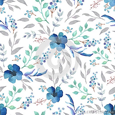 Watercolor seamless pattern with flowers. Floral background design Vector Illustration